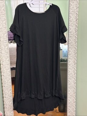 Chic Soul Black Ruffle Sleeve Shift Dress Plus Size